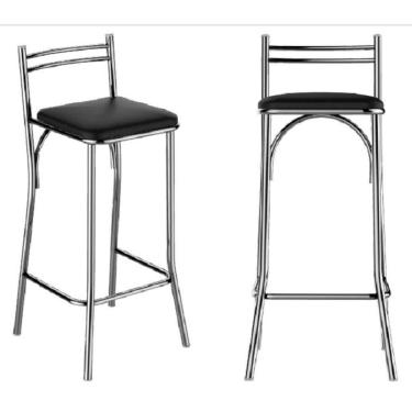 Imagem de Banqueta Cozinha Cromada Quadrada Genova Alta 70cm - Flape - 1 Unidade