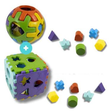 Imagem de Brinquedos Cubo Educa Mais + Bola Encaixar Pequena - Kendy - Kendy Bri