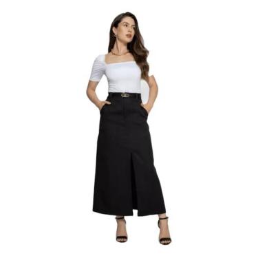 Imagem de Saia Social Feminina em Alfaiataria com Fenda Frontal - SAI-009 - HBD,