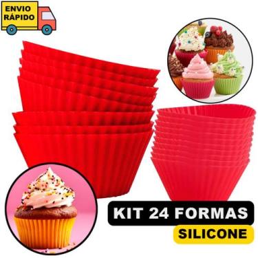 Imagem de Cupcake Kit 24 Formas De Silicone Para Bolos Resiste Altas Temperatura