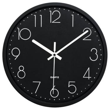Imagem de Relogio de Parede Decorativo Grande 30cm Silencioso para Sala Cozinha Escritorio Recepcao (PRETO)