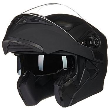 Imagem de Capacete para motocicleta ILM com viseira dupla e viseira modular completo DOT 6 coresILM X-Large preto 902-MB-XL