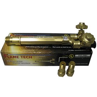 Imagem de Flame Tech Cabo de tocha resistente, conjunto de ferramentas de corte e soldagem, cabo de latão durável, válvulas de agulha de aço inoxidável, kit de tocha compatível com Victor