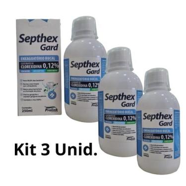 Imagem de Kit 03 enxaguante bucal clorexidina 0,12 septhex gard 250ml - PROLINK