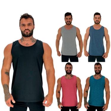 Imagem de Kit 5 Regatas Clássicas MXD Conceito Slim Cores Básicas e Mescladas Lisas-Masculino