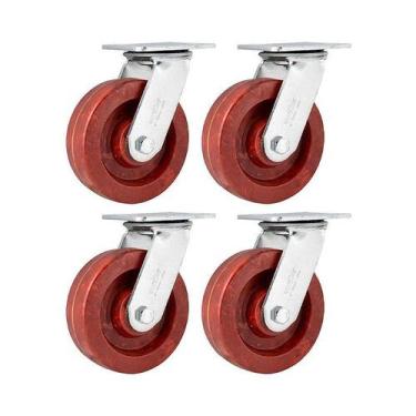 Imagem de Kit 4 un rodízio roda giratório celeron marrom 6 152mm 400kg - VONDER