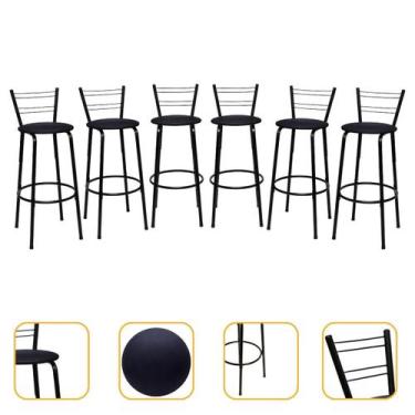 Imagem de Kit 6 Cadeiras Alta 70cm Flórida Cozinha Varanda Bancada Piscina Ilha 
