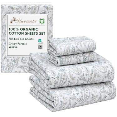 Imagem de RUVANTI Lençóis 100% algodão orgânico, tecido percal, certificado GOTS, conjunto de 4 peças, bolso profundo 38 cm, fresco e respirável, roupa de cama macia e durável, Sábanas Algodón Orgánico – Oásis