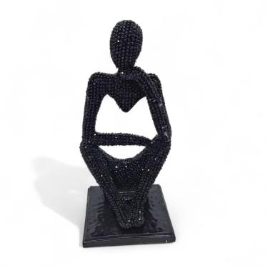 Imagem de Enfeite de Resina Delicado Com Pedras Brilhante Preto 13cm