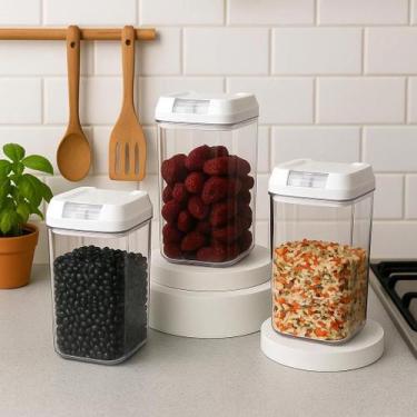 Imagem de Kit 3 Potes Vasilha Feijão Cozinha Guarda Armazena Arroz Alimento Reci