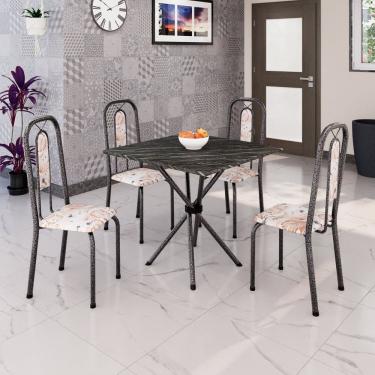 Imagem de Conjunto Sala de Jantar com 4 Cadeiras Lívia Bege / Prata