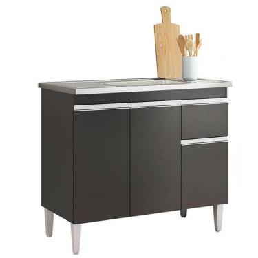 Imagem de Balcão De Pia Tatiane 100cm Preto Fosco - Ajl