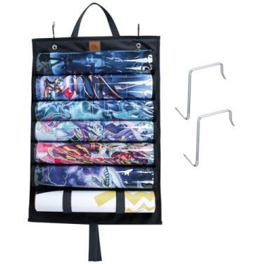 Imagem de PYPGT Bolsa de armazenamento de tubo Playmat, suporte de tapete de brinquedo suspenso para MTG com 2 ganchos, ideal para armazenamento de tapetes de jogos de cartas, organizador portátil para tapetes