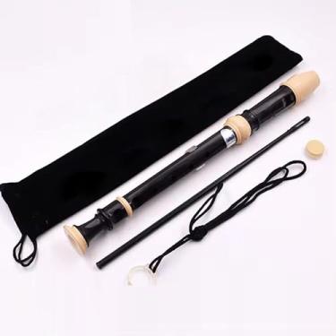 Imagem de Flauta Instrumento Musical Alemão Elegante Gravador Soprano de 8 Furos, Flauta de Música com Haste de Limpeza e Bolsa para Estudantes Escolares, Entretenimento Doméstico (Gravador de Flauta Preto)