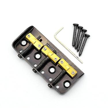 Imagem de Wilkinson WTBS Vintage Short Tele Bridge 3 selas de latão compensado para guitarra elétrica Fender American Vintage/Mexican Tele Telecaster (preta)