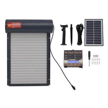 Imagem de VOMEKO Timer programável de porta de galinheiro automática de galinheiro com tela LED, construção de ferro durável, controle de tempo para segurança de aves (cinza)