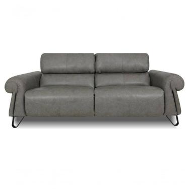 Imagem de Sofá Reclinável Elétrico De Couro Belarus Cement Grey - Mempra