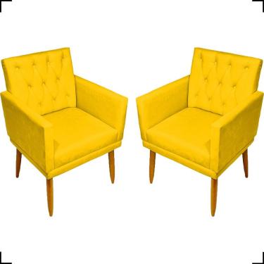 Imagem de Kit 2 Poltronas Decorativa Para Sala Recepção Nina Capitonê Suede Cores Pé Palito