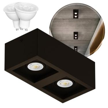 Imagem de Spot Recuado Duplo Sobrepor Alumínio Externo Gu10 + 2 LED MR16 6.5w MF219 (Marrom/Branco Quente)