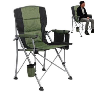 Imagem de Cadeiras Dobráveis para Uso ao Ar Livre - Cadeira de Portátil e Dobrável com Porta-Copos - Banco De Campismo Para Jardim Eventos E Acampamento