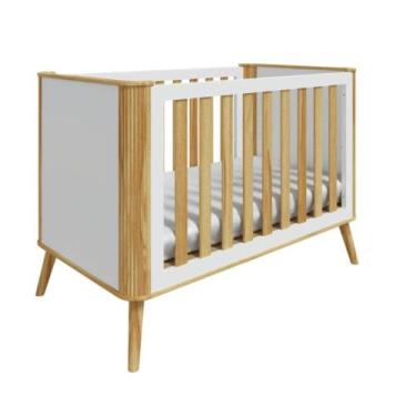 Imagem de Berço Peroba Théo Americano Off White Amêndoa MDF Infantil