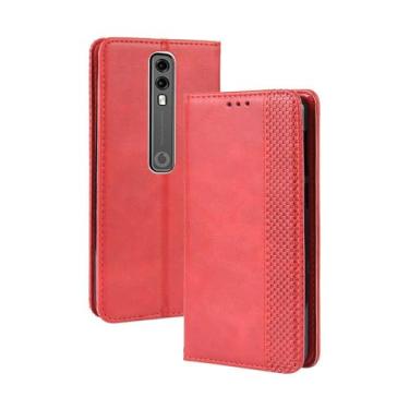 Imagem de Capa para Vodafone Smart V10 VFD730,Capa desenhada em lona,Case Protetora Ultrafina com Empunhadura Macia,Design em Tecido Antichoque e Antiarranhões-Red