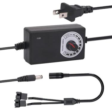 Imagem de WGMHEFUN Controlador De Velocidade Ventilador Multifuncional 12 V Para Pc, Fonte Alimentação Ventilador, Adaptador Ajustável 100-240 Ca 3-12 Cc 24 W, Com Cabo Divisor, Conector Fêmea 2 X 3/4 Pinos