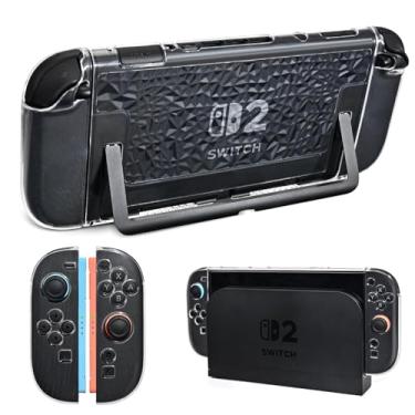 Imagem de DLseego Capa protetora com glitter compatível com Nintendo Switch 2 - Capa Joycon de TPU macio e revestimento rígido para console com absorção de choque e design antiarranhões - Diamante de cristal