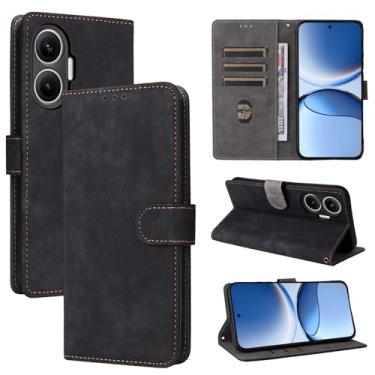 Imagem de Capa compatível com Xiaomi Poco F7 5G, compatível com Redmi Turbo 4 Pro 5G, couro PU, capa flip preta