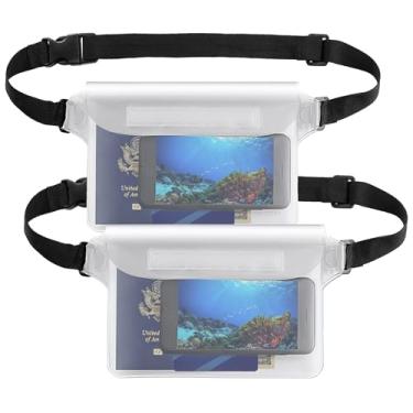 Imagem de Bolsa de cintura à prova d'água, pacote com 2 | Acessórios de praia à prova d'água, bolsa seca para natação, snorkeling, vela, caiaque, piscina, parques aquáticos, mantenha sua carteira de telefone