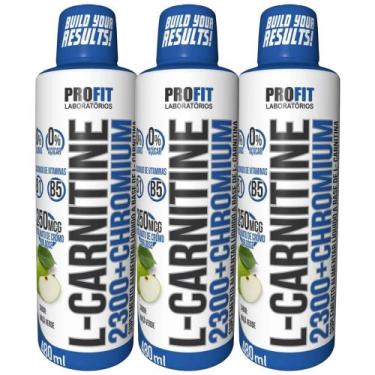 Imagem de 3x L-Carnitine 480ml Termogênico Líquido Sabores - Profit, Maçã Verde