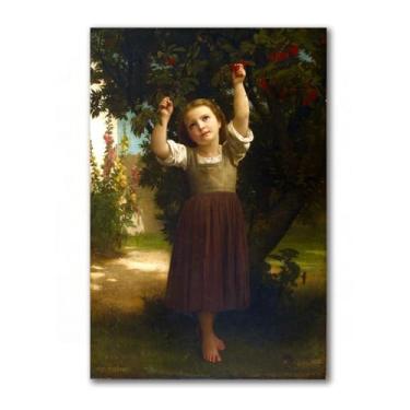 Imagem de LXURY Bouguereau. O apanhador de cerejas. Reprodução de pinturas famosas. Arte de parede em tela. Pôsteres e impressões. Imagem para decoração de casa 50 x 75 cm sem moldura