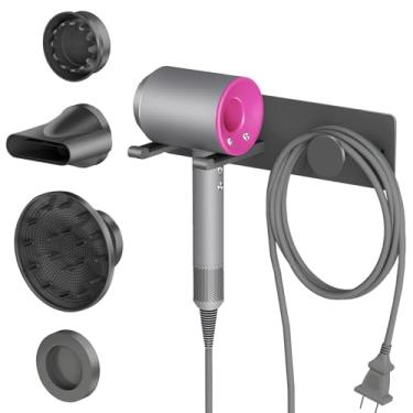 Imagem de XIGOO Suporte autoadesivo para secador de cabelo montado na parede com suporte de fixação