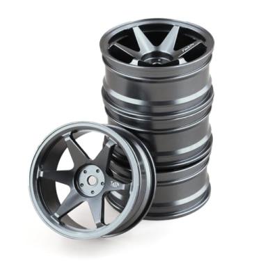 Imagem de REDSPIDER • 1/10 RC Drift Wheels Rims 12mm Hex Alloy Aluminum for 1:10 Scale Rally Racing Car Tires Tamiya TT01 TT02 XV01 TA06 A959 PTG2 HPI KYOSHO HSP PTG2 Touring Street Tyres 4PCS (Titanium)
