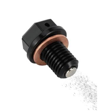 Imagem de BAOUFF Plugue de drenagem de óleo magnético para Hawk 250, parafuso de porca de drenagem de cárter de óleo CNC com arruela de esmagamento de cobre para Hawk 250cc-Preto