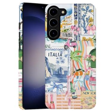 Imagem de DAIZAG Capa para Samsung Galaxy S23 Plus, capa para celular costeira com laço e paisagem de praia durável e fosca para mulheres e meninas