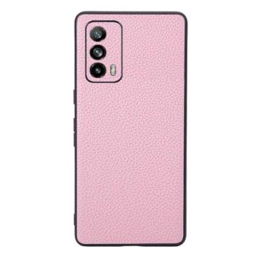 Imagem de Capas Compatível com OPPO Realme X7 PRO Ultra,Design de grão levantado de superfície,Proteção contra queda,Anti impressão digital,Anti arranhões,Aparência de couro de imitação de plástico macio-Pink