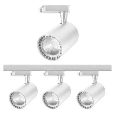 Imagem de Kit Trilho Sobrepor Eletrificado 50cm3 spots led 7w Branco Luz Quente 
