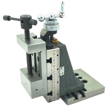 Imagem de Mini corrediça vertical A.D. International com mini torno de aço e placa de montagem de base de 50 mm - montagem direta em mini máquina de torno de 17 x 35 cm (fixa)