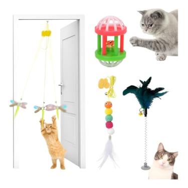 Imagem de Kit 3 Brinquedo Para Gato Elástico Pendura Porta Ratinho Mola