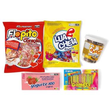 Imagem de Kit Doces Sacolinhas Surpresa Guloseimas - Bala - Goma - Pingo de leite - Pirulito Festa Infantil - Dia das Crianças
