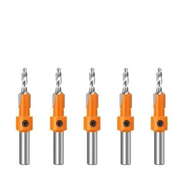 Imagem de Kit 5 Brocas Escareadoras 3Mm X 8Mm Haste Lisa