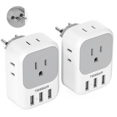 Imagem de Adaptador de alimentação TESSAN Switzerland Tipo J com 4 saídas 3 USB
