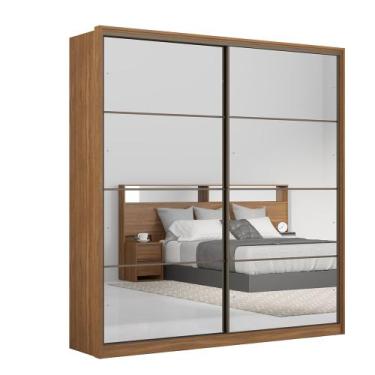 Imagem de Roupeiro de Casal Seoul 2 Portas c/ 2 Espelhos Amêndola - Bela Móveis 