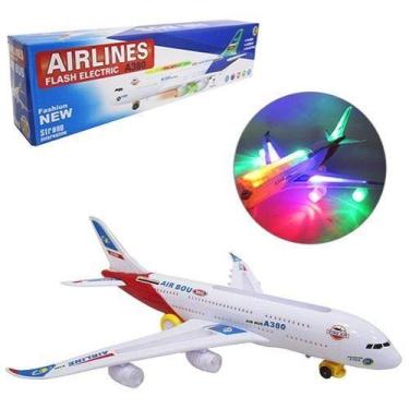 Imagem de Avião Bate e Volta Airbus A380 Com Som e Luz A Pilha Na Caixa - toys