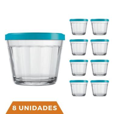 Imagem de 8 Pote Americano Vidro C/Tampa Cores Amlimento 150ml Nadir - NADIR FIG