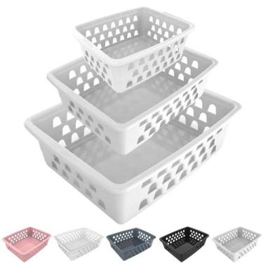 Imagem de 3 Cesto Organizador Multiuso Decorativo P M G p/ Gaveta Armário Lavand