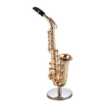 Imagem de Miniatura Saxofone Alto Dourado Em Metal Mini Sax Decoração - GUEDES I