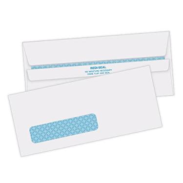 Imagem de Quality Park Envelopes coloridos de segurança para janela esquerda nº 10 com fecho autovedante para correspondências comerciais padrão, 10,9 kg. Tecido branco, 10,8 x 23,5 cm, 500 por caixa (21418)