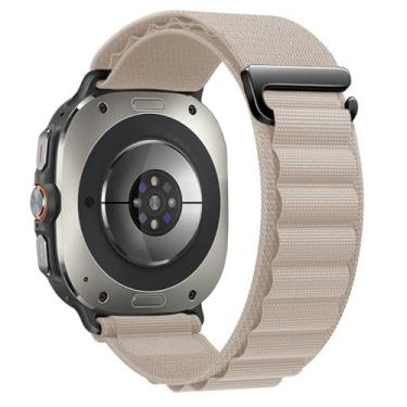 Imagem de Pulseira De Nylon Alpinista 123-ut-03 Marca 123smart Compativel Com Galaxy Watch Ultra 47mm Sm-l700 L705 (Preto) (Bege)